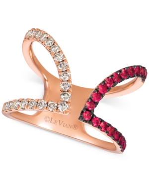 image of Le Vian Passion Ruby (3/8 ct. t.w.) & Nude Diamond (1/3 ct. t.w.) Ring in 14k Rose Gold