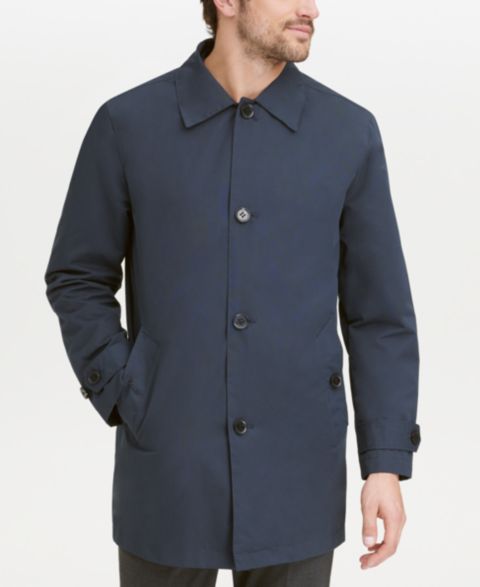 Мужское пальто Cole Haan Button-Front Water Resistant Rain Coat, цвет: Тёмно-синий