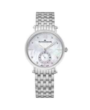 image of Alexander Watch A201B-01, Ladies Quartz Small-Second Watch with Stainless Steel Case on Stainless Steel Bracelet