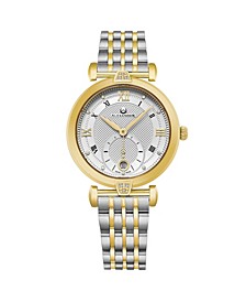Alexander Watch AD202B-02, Ladies Quartz Small-Second Date Watch with Yellow Gold Tone Stainless Steel Case with Stainless Steel and Yellow Gold Tone Stainless Steel Bracelet