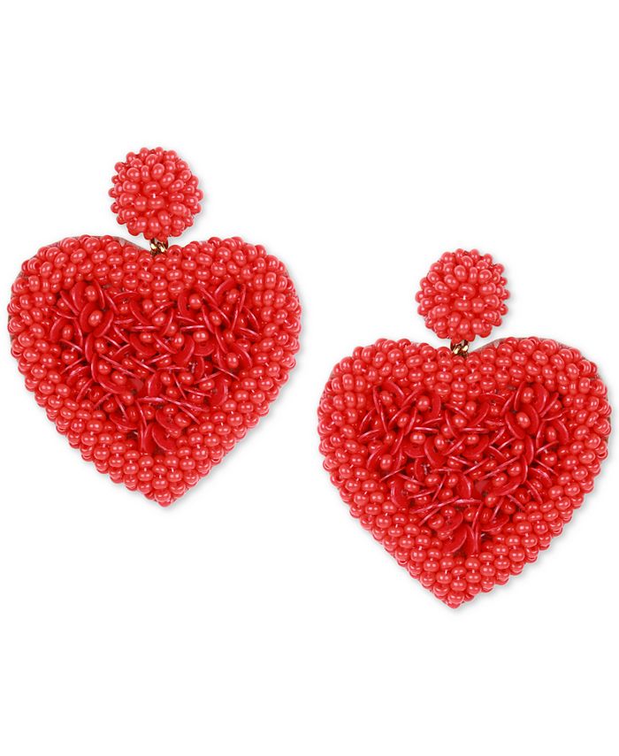 Deepa Gold-Tone Beaded Heart Drop Earrings & Reviews - Earrings ...