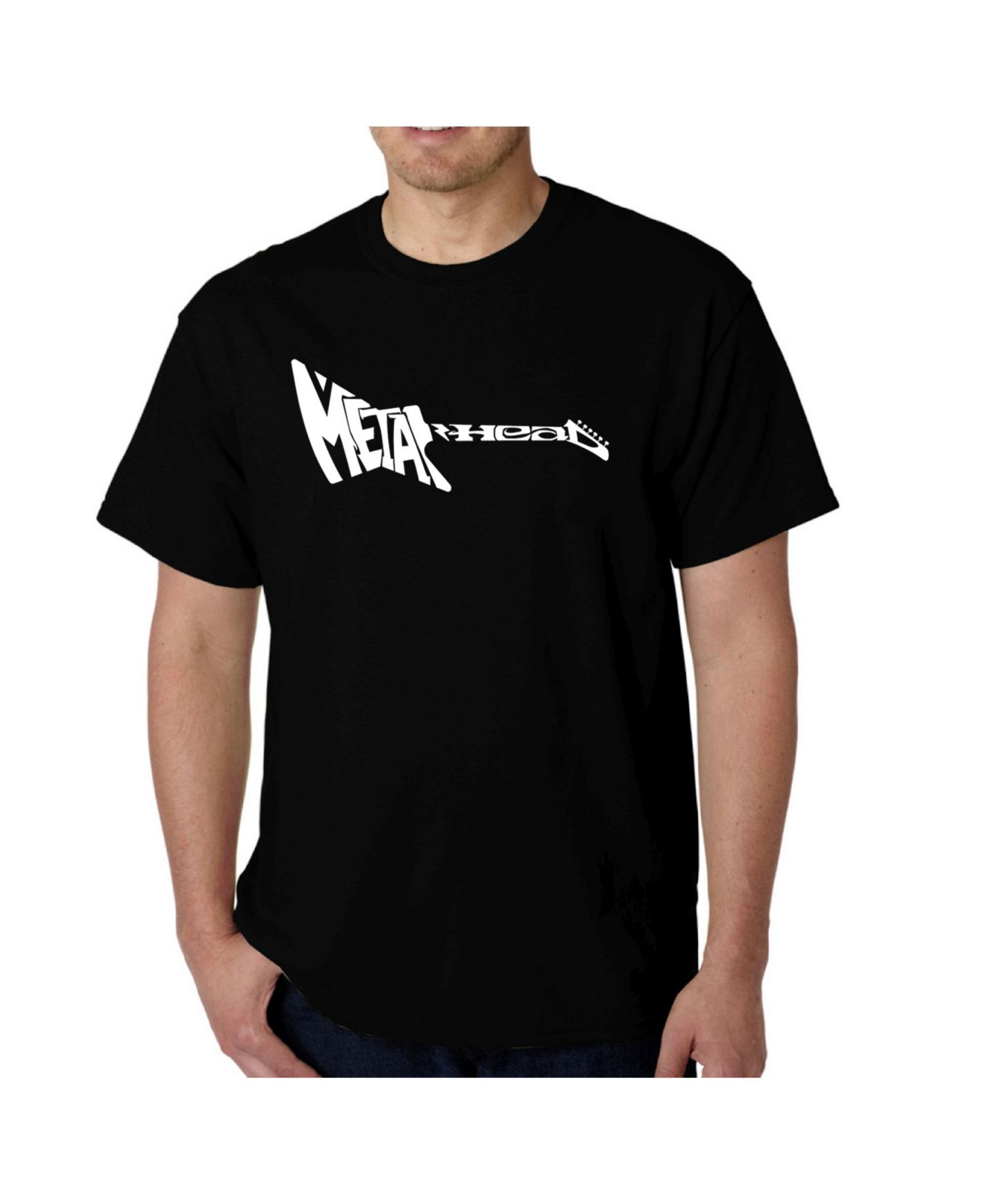 Mens Word Art T-Shirt - Metal Head Guitar