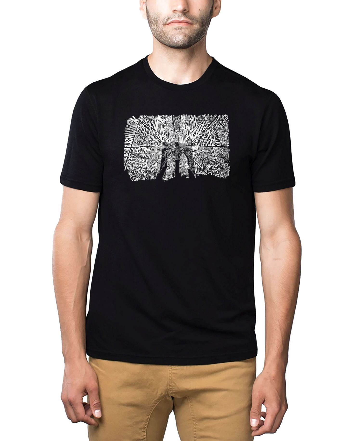 Men's Cotton/Poly Blend Word Art T-Shirt - Brooklyn Bridge