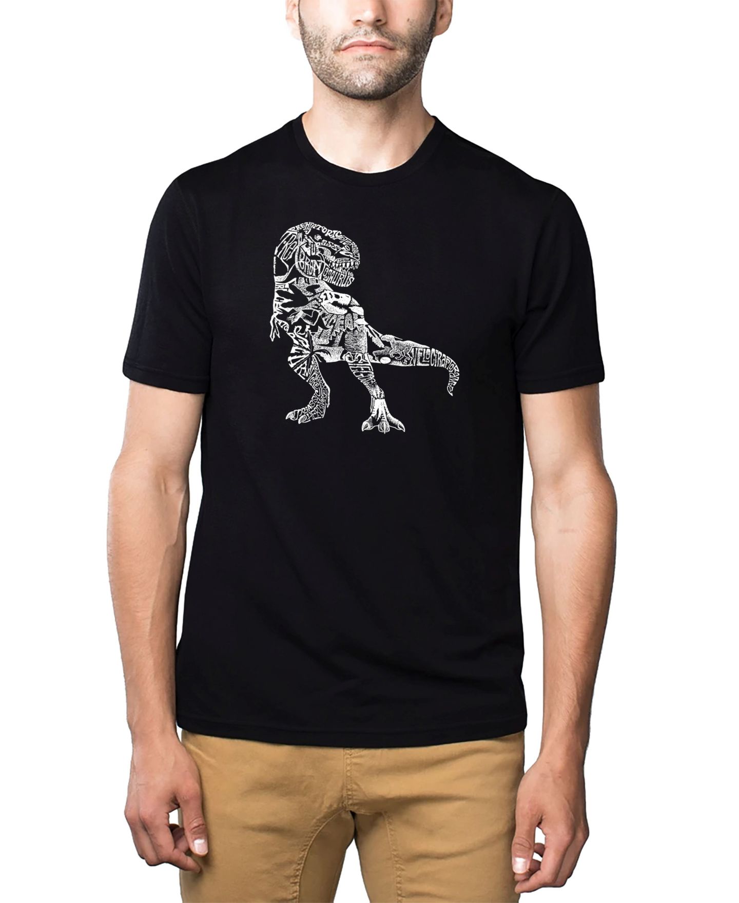 Мужская футболка LA Pop Art Cotton/Poly Blend Word Art - Dinosaur, цвет: Чёрный — фото 1