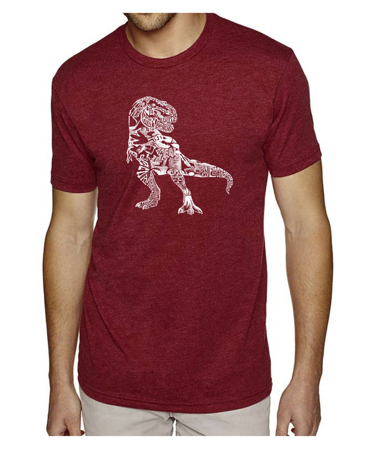 Mens Premium Blend Word Art T-Shirt - Dinosaur - Burgundy