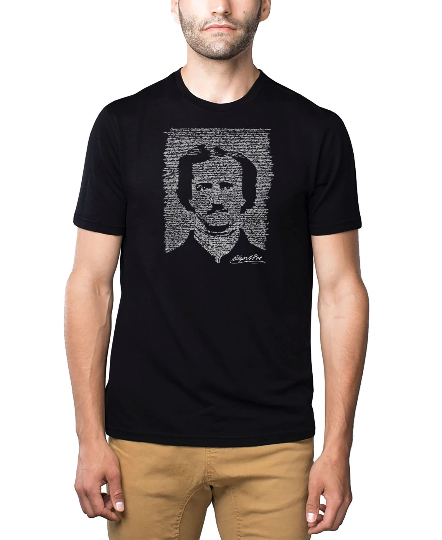 Men's Cotton/Poly Blend Word Art T-Shirt - Edgar Allen Poe - The Raven
