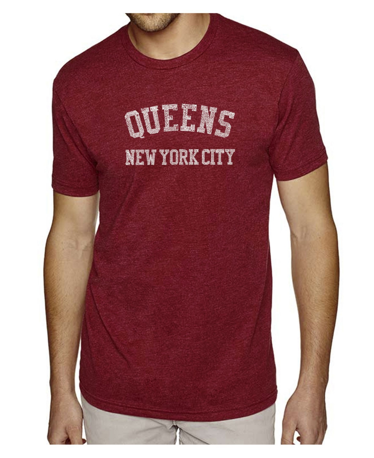 La Pop Art Mens Premium Blend Word Art T-Shirt - Queens Ny Neighborhoods