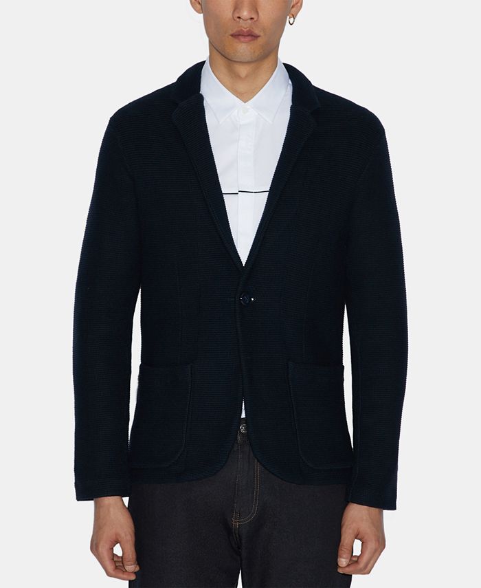 A|X Armani Exchange Men's Slim-Fit Navy Knit Blazer & Reviews - Blazers &  Sport Coats - Men - Macy's