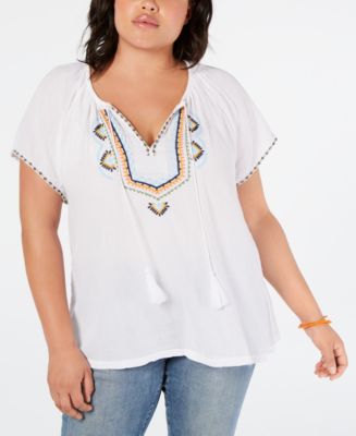 Lucky Brand Women's Plus Size BIB Embroidered Peasant TOP, Peach Multi, 3X  : : Clothing, Shoes & Accessories