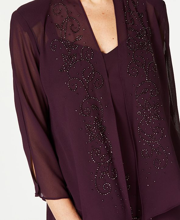 R & M Richards R&M Richards Sleeveless Beaded VNeck Dress and Jacket