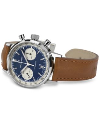 Men's Swiss Automatic Chronograph Intra-Matic Brown Leather Strap Watch 40mm