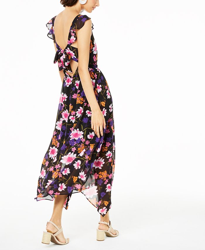 Bar III Floral-Print Open-Back Dress, Created for Macy's - Macy's