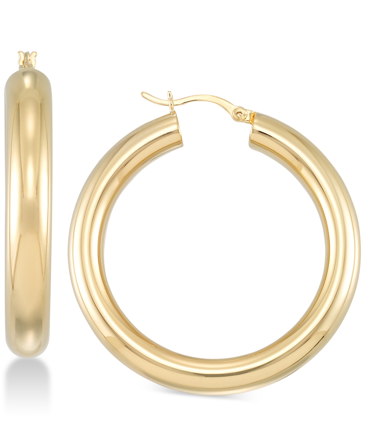 Polished Hoop Earrings in 18k Gold over Sterling Silver - Gold over Silver