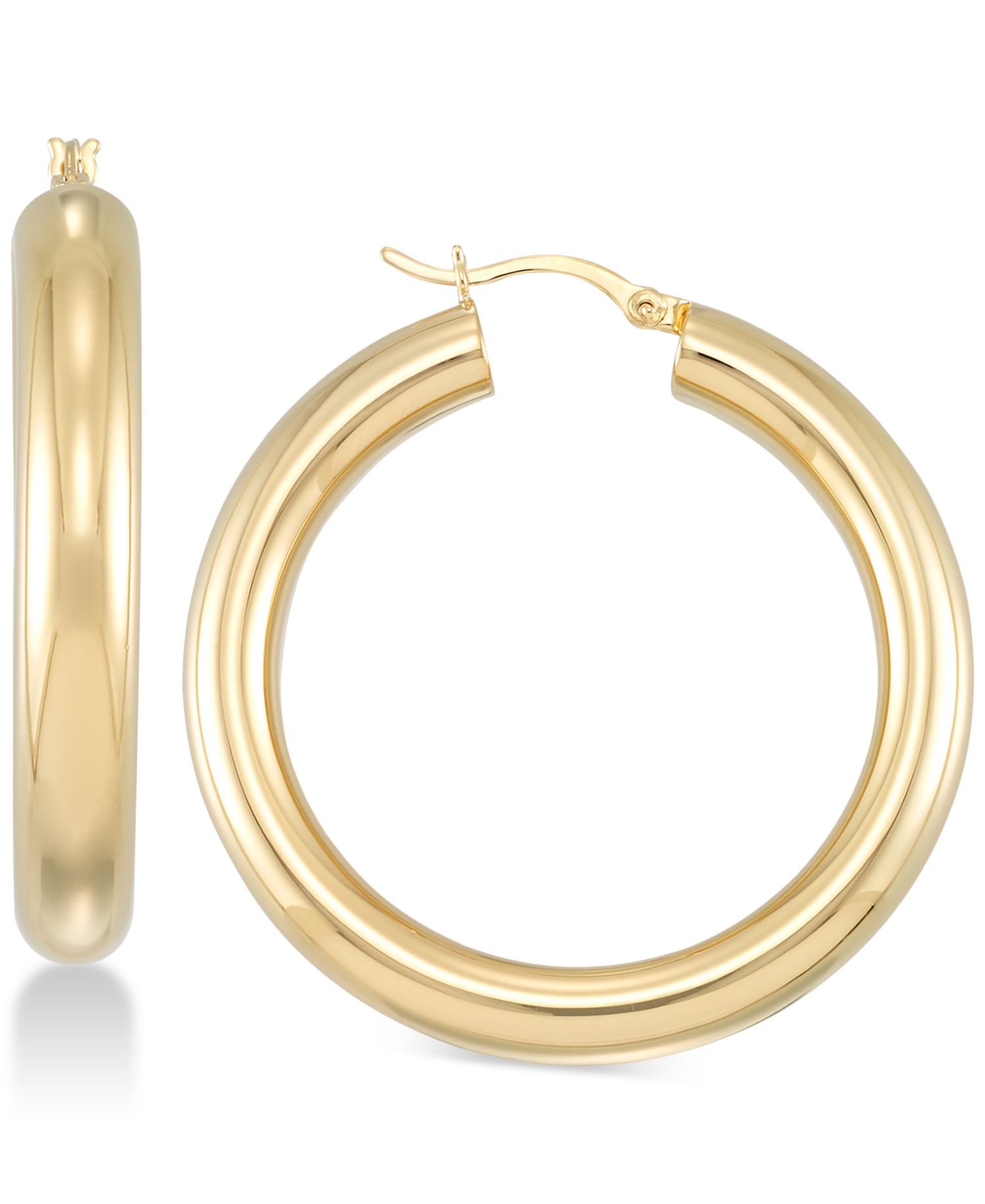 Polished Hoop Earrings in 18k Gold over Sterling Silver