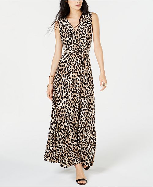 Inc International Concepts Inc Leopard Print Faux Wrap Maxi Dress