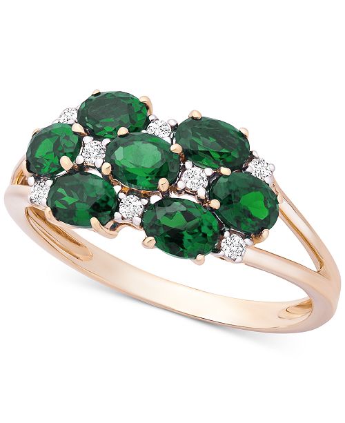 Macy S Emerald 1 1 8 Ct T W Diamond 1 10 Ct T W Statement Ring In 14k Gold Reviews Rings Jewelry Watches Macy S