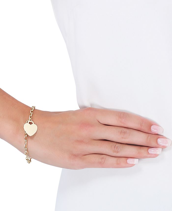 Macy's Heart Pendant Chain Bracelet in 10k Gold - Macy's