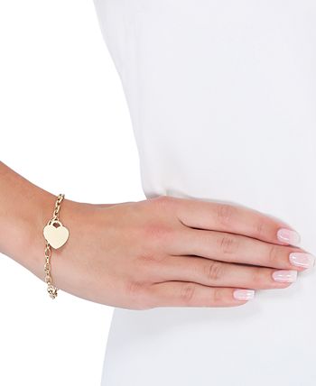 Macy's - Heart Pendant Chain Bracelet in 10k Gold