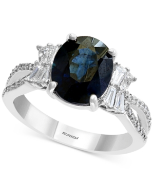 image of Effy Sapphire (2-7/8 ct. t.w.) & Diamond (1/2 ct. t.w.) Statement Ring in 14k White Gold