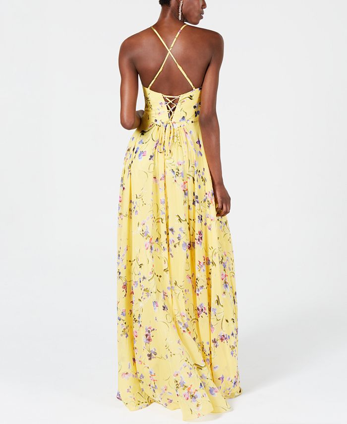 Betsy & Adam Ruffled Floral Gown - Macy's