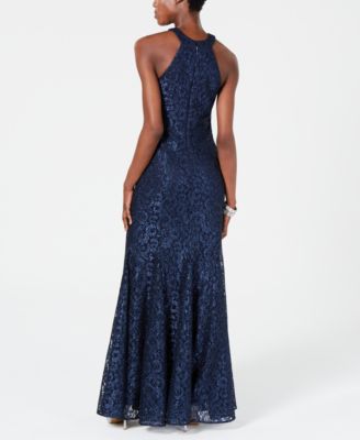 macys nightway lace halter gown