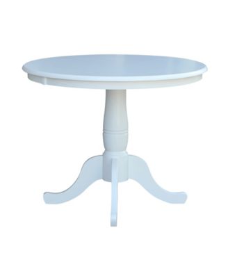 36&#34; Round Top Pedestal Dining Table White - International Concepts: Solid Parawood, 4-Seater, Non-Extension, Modern Style