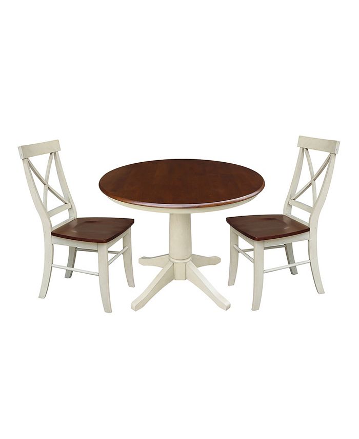 International Concepts 36" Round Top Pedestal Table With 2 XBack