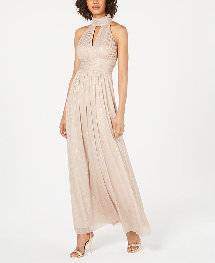 Jessica Howard Metallic Leopard Print Halter Gown Macy s