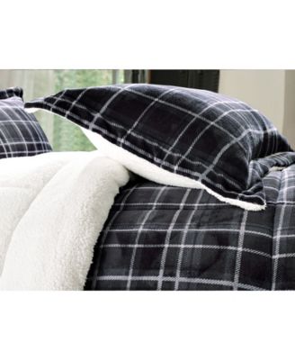 Elegant Comfort Plaid Micromink/Sherpa Reversible Down Alternative Microsuede 3-Pc. Comforter Sets, Full/Queen