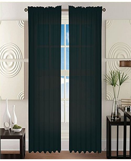Elegant Comfort 2 Piece Solid Sheer Panel With Rod Pocket Window