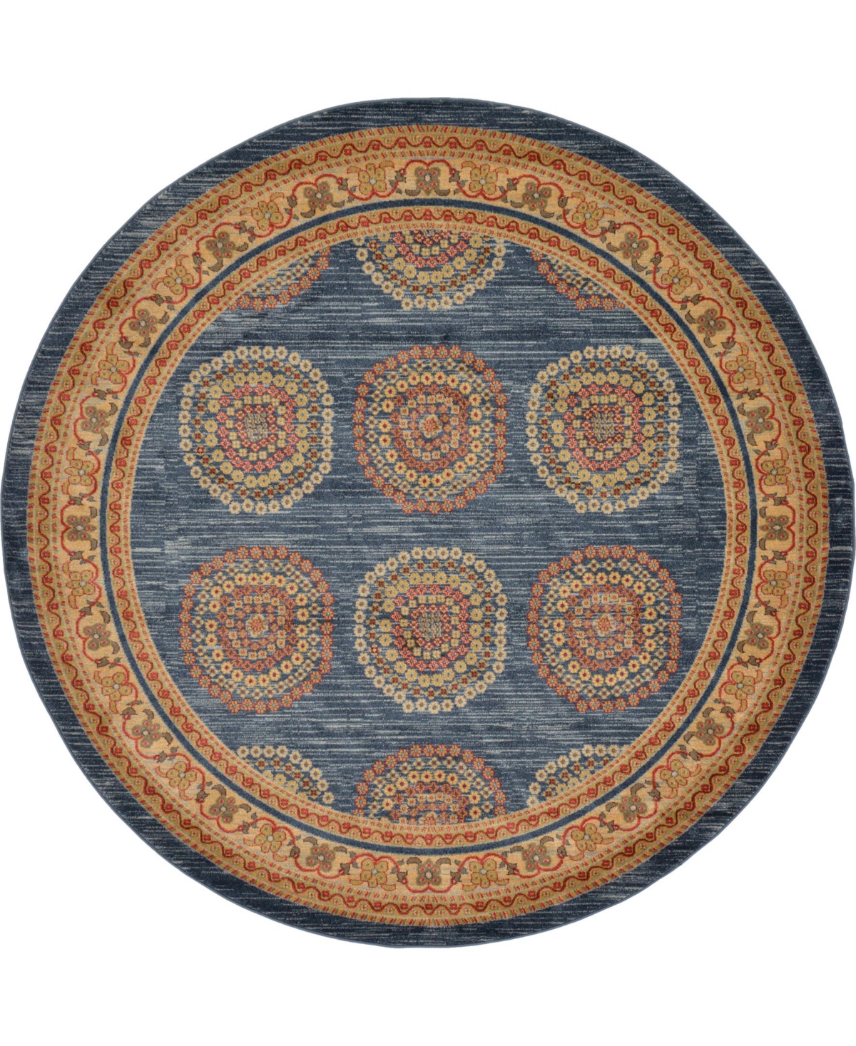 Bayshore Home Ojas Oja2 Navy Blue 8' x 8' Round Area Rug - Navy Blue