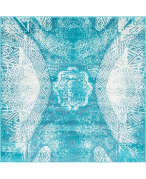 Bridgeport Home Basha Bas3 Turquoise 6' x 6' Square Area Rug