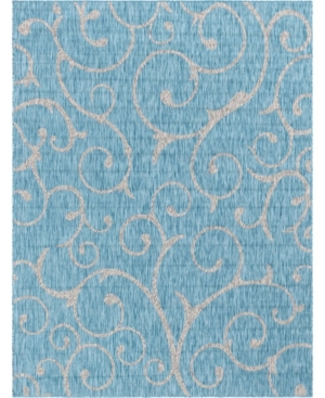 Bridgeport Home Pashio Pas7 Light Aqua 9' x 12' Area Rug