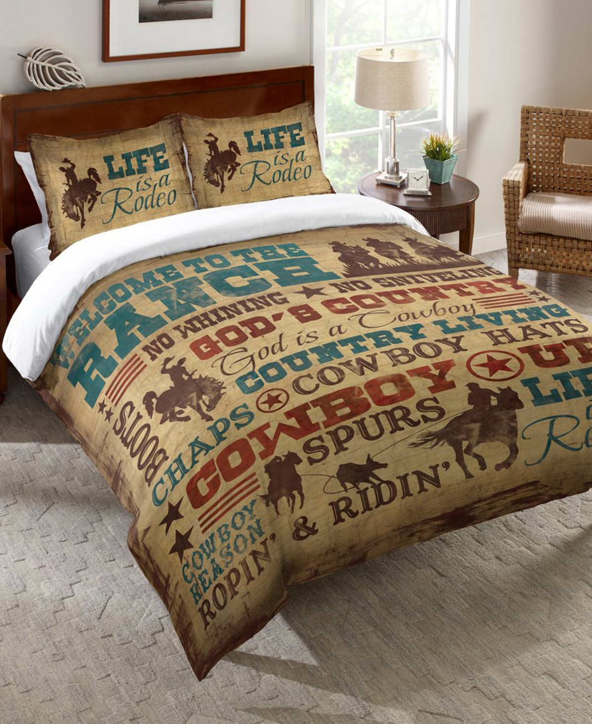 Laural Home To The Ranch King Comforter Bedding In Brown/red