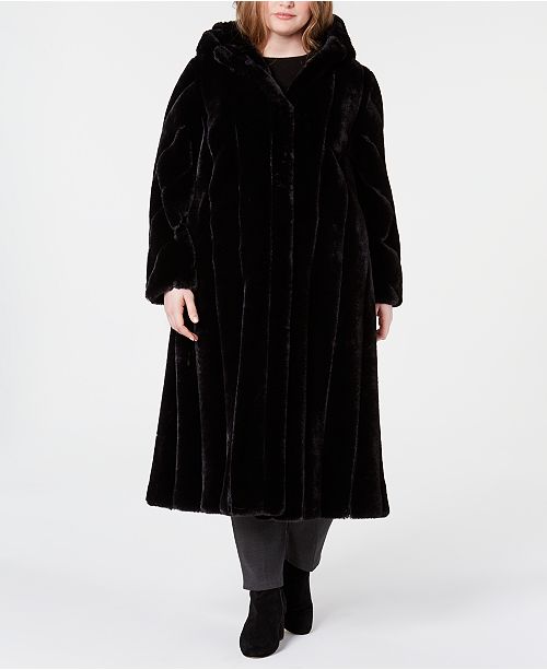Jones New York Plus Size Hooded Faux Fur Maxi Coat Reviews