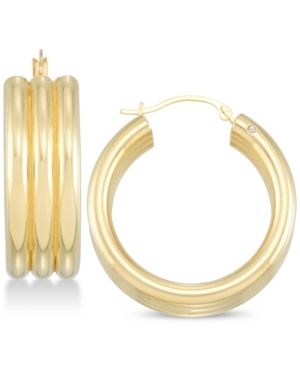 image of Signature Gold Diamond Accent Triple Hoop Earrings, Created for Macy-s