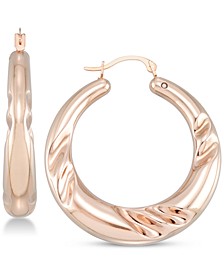 Diamond Accent Textured Hoop Earrings in 14k Rose Gold Over Resin, Created for Macy's