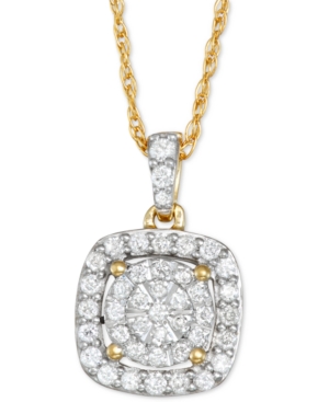 image of Diamond Cushion Pendant Necklace in Sterling Silver (1/3 ct. t.w.)