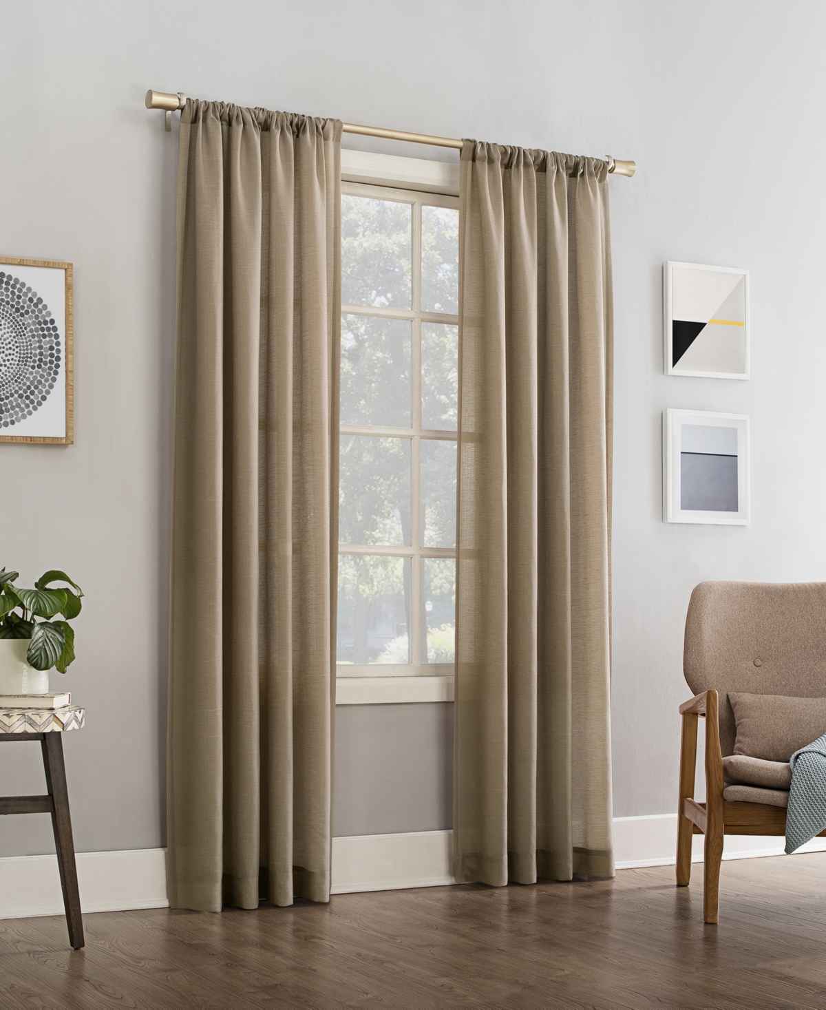 Amalfi Linen Blend Textured Semi-Sheer Rod Pocket Curtain Panel
