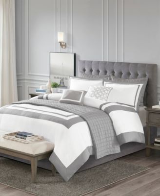 Madison Park Heritage 8 Pc. Comforter Coverlet Sets Bedding In Grey