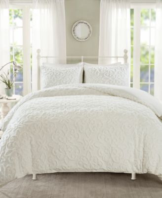 Madison Park - Sabrina King/California King 3 Piece Tufted Cotton Chenille Duvet Cover Set