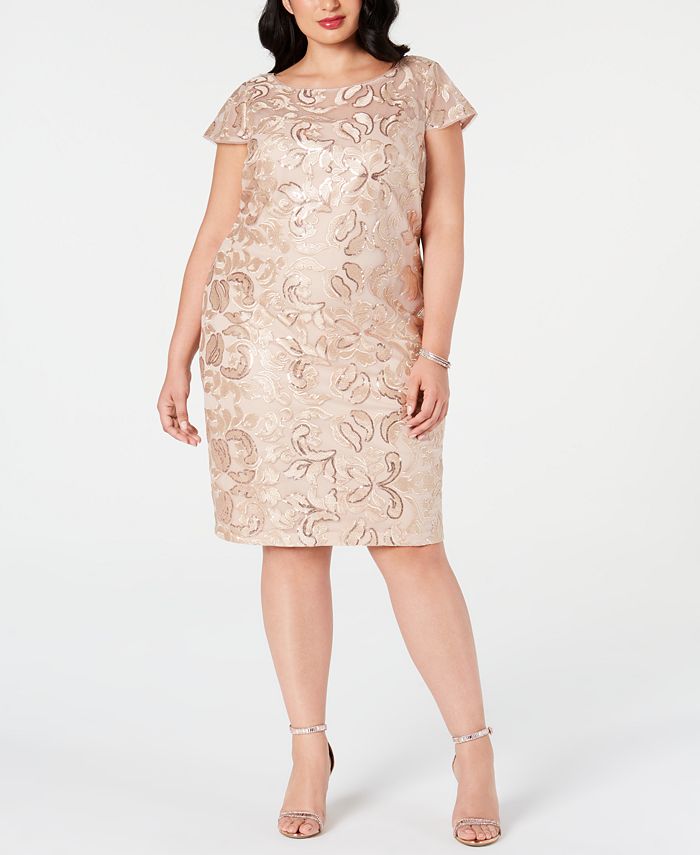 Calvin Klein Plus Size Embellished Embroidered Sheath Dress - Macy's