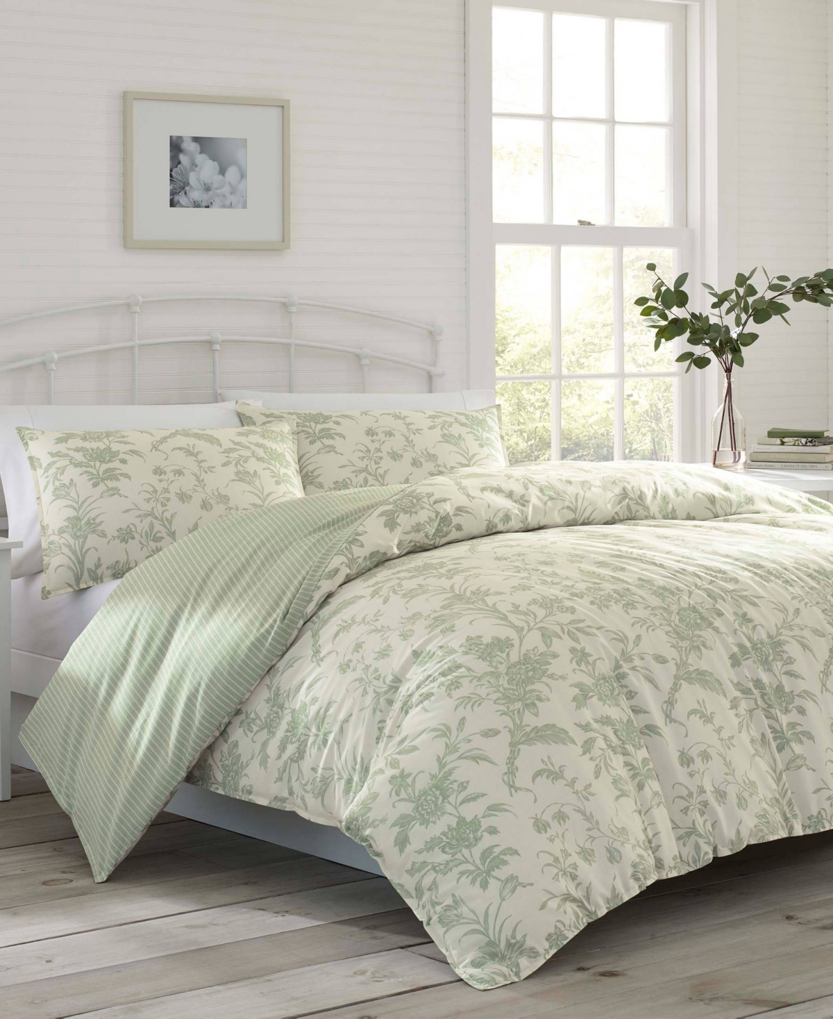 Laura Ashley Natalie Cotton Reversible -Pc. Duvet Cover Set