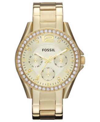 Fossil Women's Riley Gold-Tone Stainless Steel Bracelet Watch 38mm ...