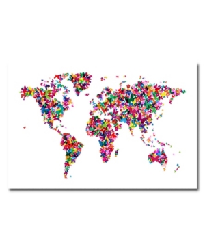 Trademark Global Michael Tompsett 'butterflies World Map Ii' Canvas Art In Multi