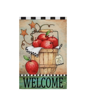 Trademark Global Melinda Hipsher 'welcome Apple Basket' Canvas Art In Multi