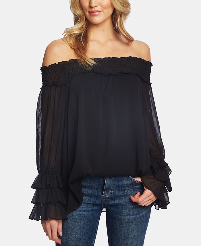 CeCe Ruffled Bell Sleeve Off The Shoulder Top Macy s