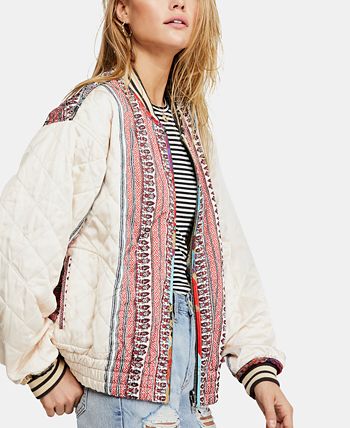 Free People Pandora Mixed Print Bomber Jacket Macy s