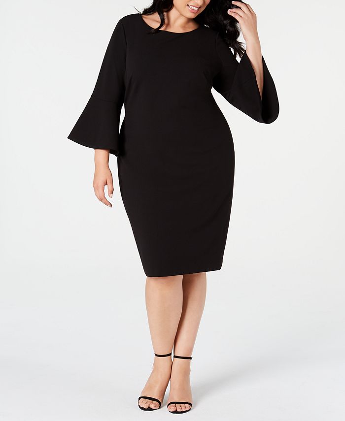 Calvin Klein Plus Size Bell 3/4-Sleeve Sheath Dress & Reviews - Dresses - Plus  Sizes - Macy's