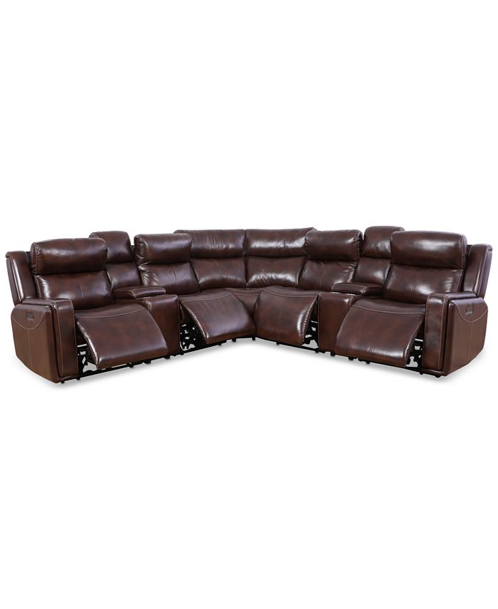 Furniture CLOSEOUT! Saran 7Pc. Leather Sectional Sofa with 4 Power